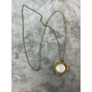 VTG Sheffield swiss pendant watch heart shaped gold tone 25” (Parts/repair)